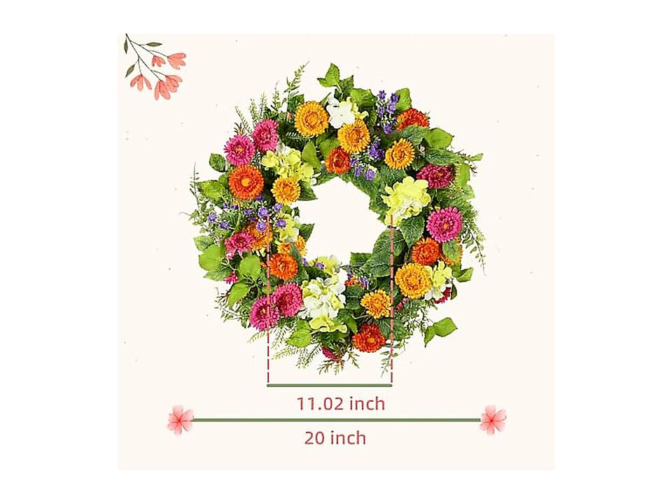 20 Spring Summer Wreaths Front Door Artificial Floral Wreath Daisy Flowers Green