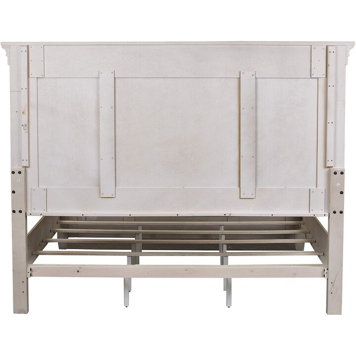 Liberty Furniture Heartland Queen Panel Headboard in Antique White w/ Tobacco Top