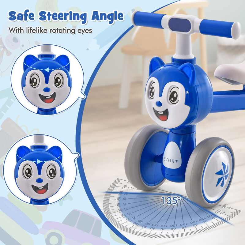 Infant Balance Bike with 4 Wheels No Pedal Design for Early Riding Skills-Blue image number 5