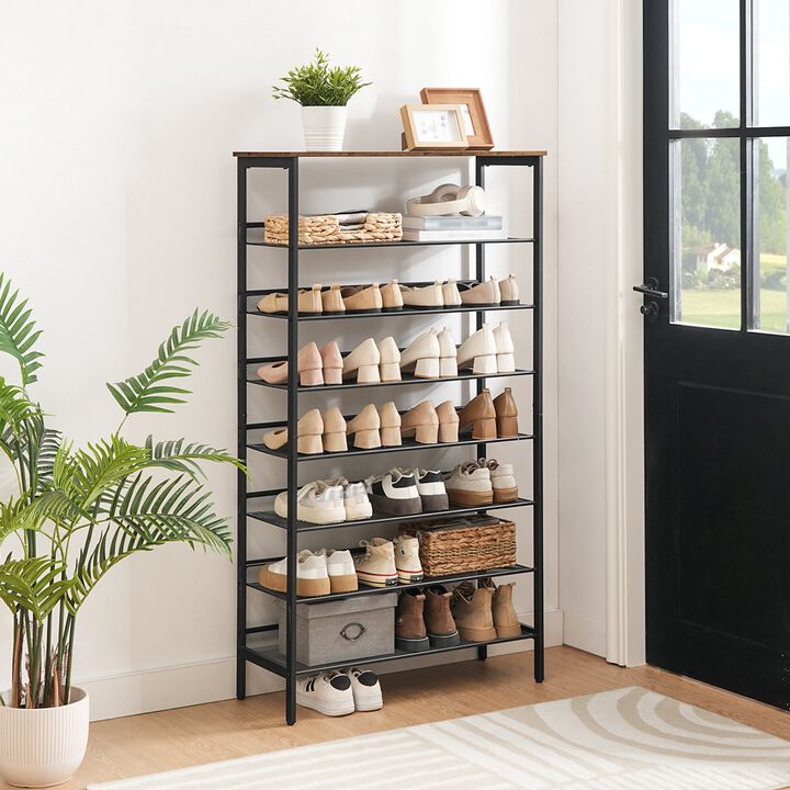 Wooden 8-Tier Shoe Rack, Large Capacity Shoe Organizer