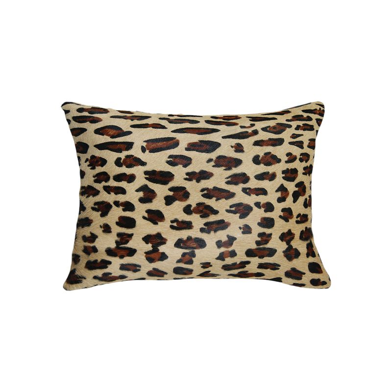 HomeRoots Set of Two 12" X 20" Brown and Black Leopard Cowhide Lumbar Throw Pillows image number 2