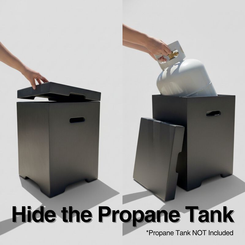 Clihome Outdoor Side Table for Fire Pit，Propane Tank Cover Table, Outdoor Cylinder Hideaway Table for Gas Fire Pit and Gas Griddle