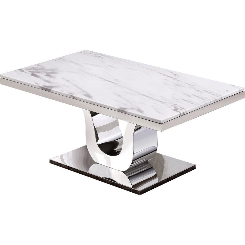 Best Quality Furniture Marble Top Coffee Table with Stainless Steel Base