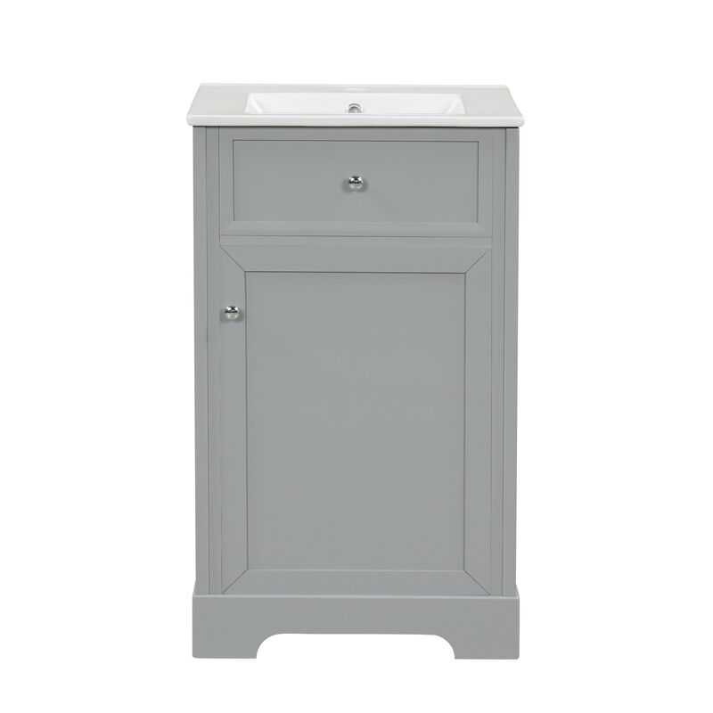 Whisen Minimalist Bathroom Vanity with Sink, Bathroom Cabinet with Soft Closing Door, Storage Rack and Adjustable Shelf - Black