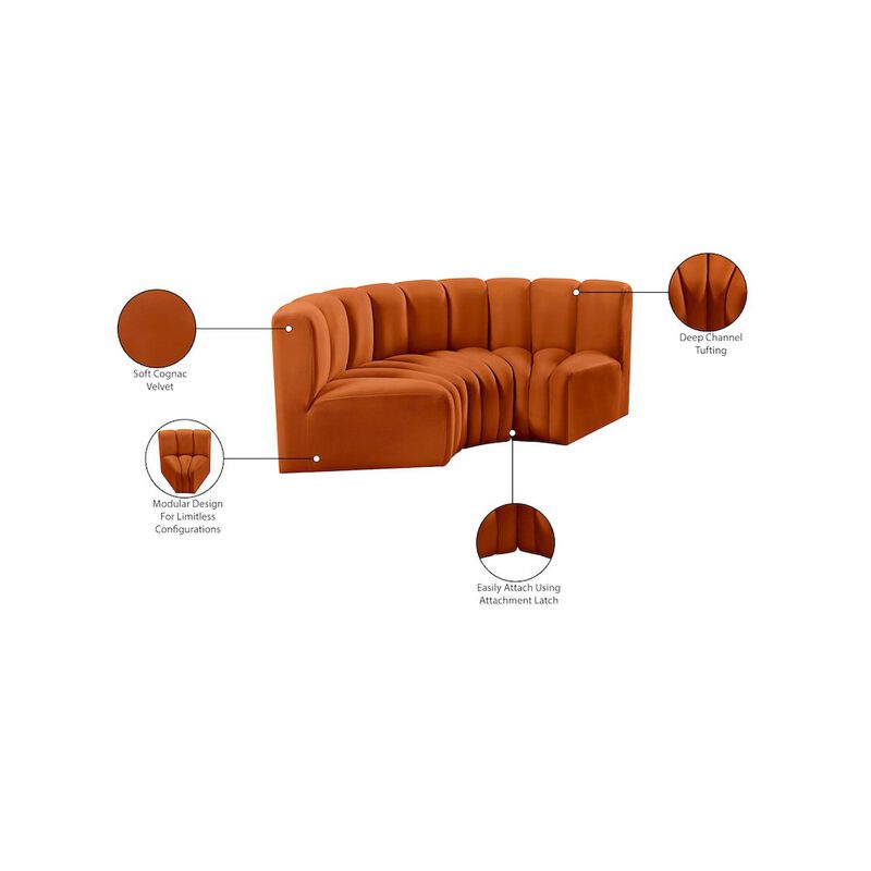 Meridian Furniture Arc Cognac Velvet Modular Sofa