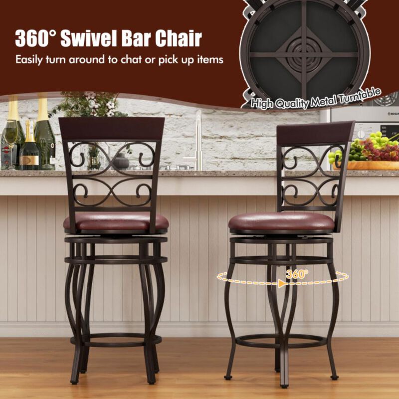 Hivvago Set of 2 Bar Stool with Backrest and Footrest