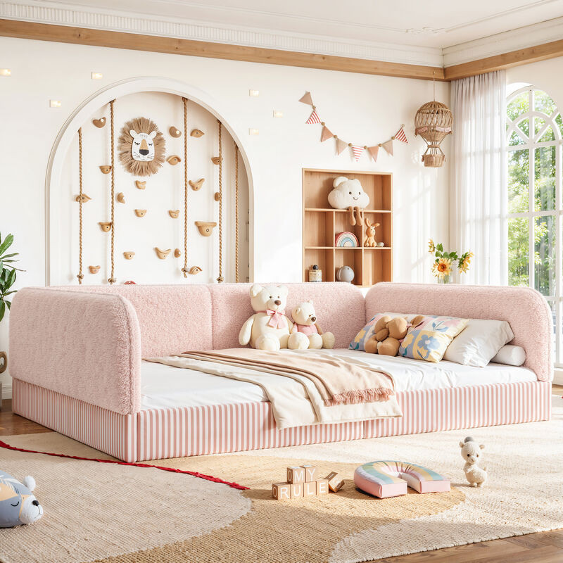 Vosang Teddy Boucl&eacute; Upholstered Kids Daybed Frame image number 3