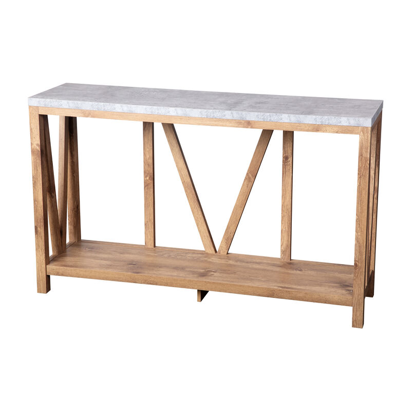 Warm Oak/Marble Entry Table