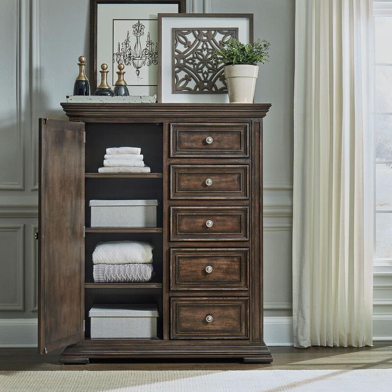 Liberty Furniture Big Valley Door Chest in Brownstone w/ Heavy Distressing image number 3