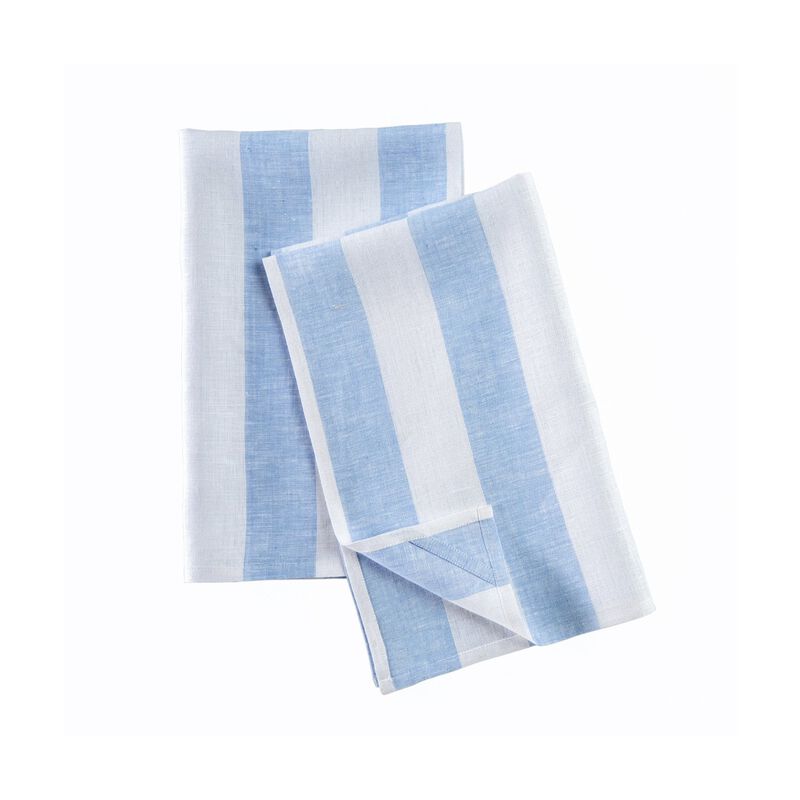 Solino Home 100% Pure Linen Kitchen Towels 17 x 26 Inch Set of 2 - Cabana Stripe