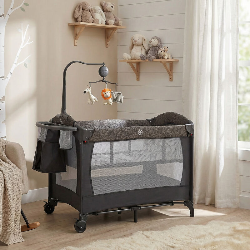 Convertible 5-in-1 Bedside Bassinet with Mattress & Diaper Table image number 1