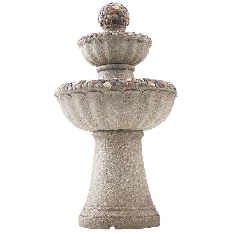2-Tier Outdoor Water Fountain with Pump, Rock Style Garden Waterfall Fountain image number 6