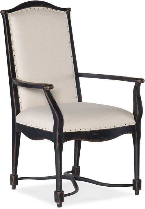 Ciao Bella Upholstered Back Arm Chair- Black In Beige