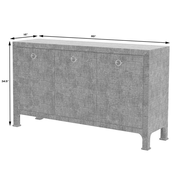 Butler Specialty Chatham 3-Drawer Raffia 60 Sideboard, Charcoal