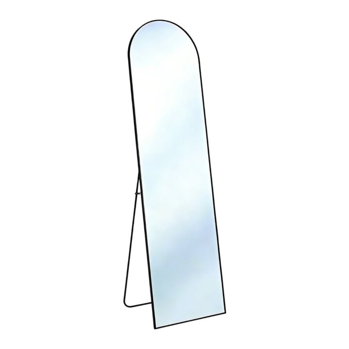 HomeRoots 70" Black Aluminum Arch Freestanding And Wall Mounted Framed Full Length Mirror