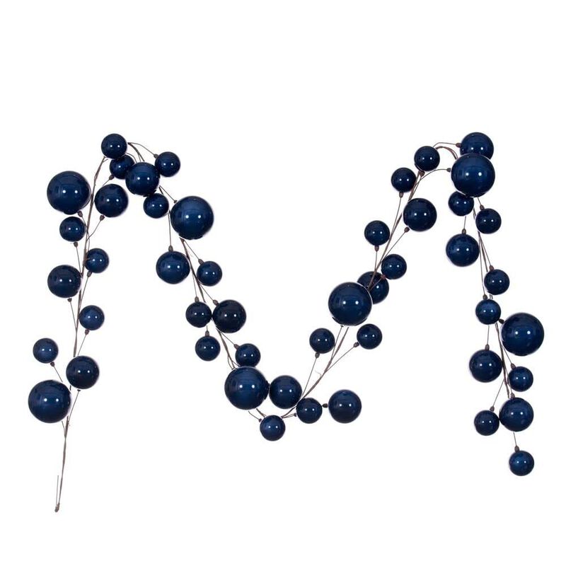 Vickerman 10' Midnight Blue Pearl Branch Ball Wire Garland. image number 0