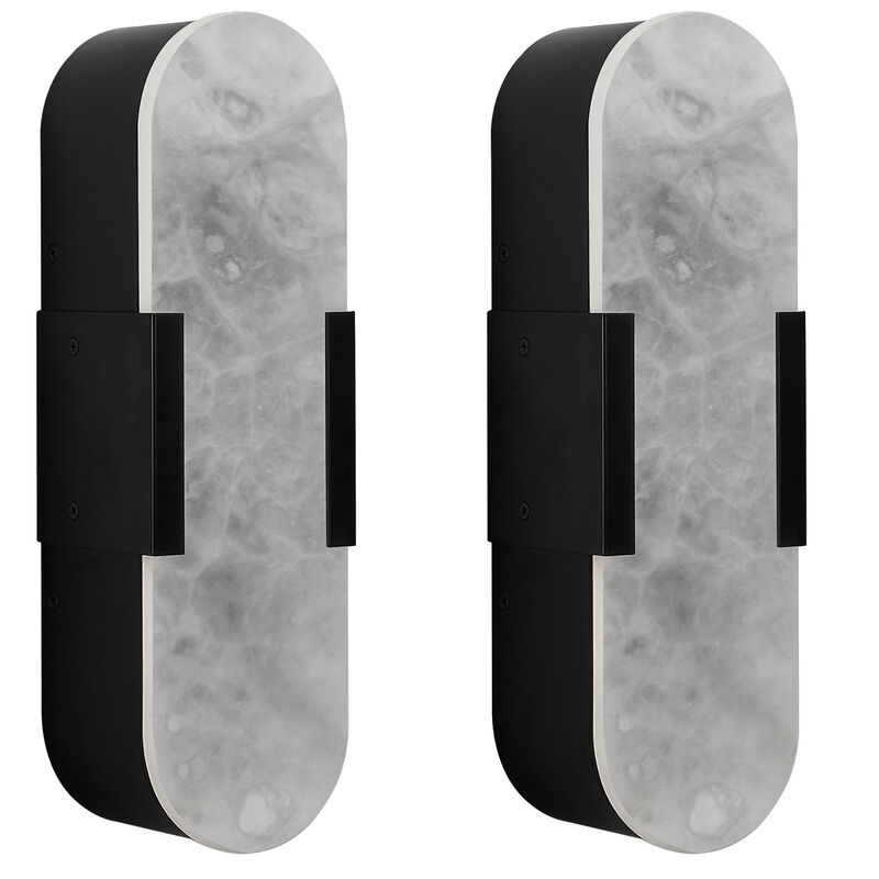 3.5 in. LED Wall Sconce with Marble Shade (Set of 2)