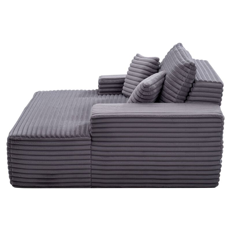 Indoor Chaise Lounge Chair, Modern Deep Seat Sofa with Armrests & Throw Pillows image number 8
