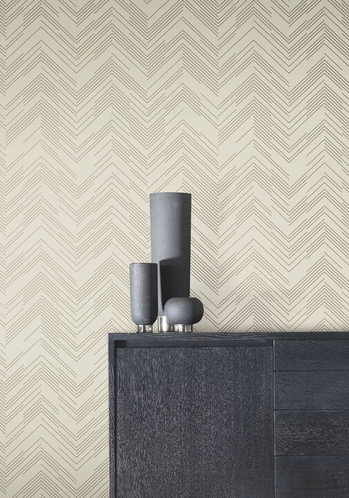 Polished Chevron Cream & Gold Wallpaper