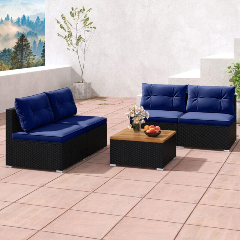 Hivvago 5 Piece Outdoor Furniture Set with Solid Tabletop and Soft Cushions