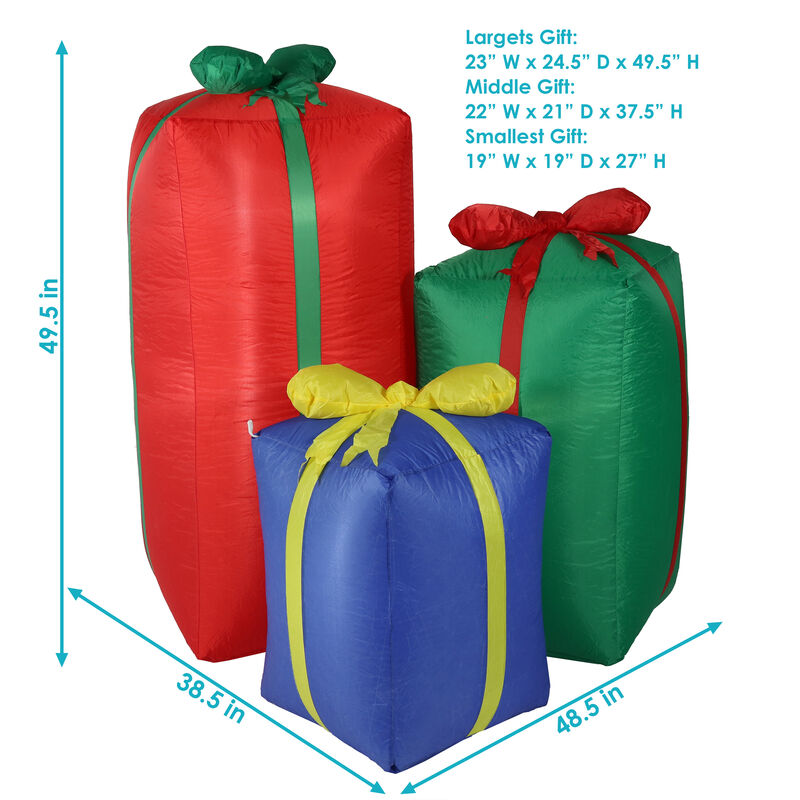 Sunnydaze Holiday Present Trio Christmas Inflatable Yard Decoration - 4 ft