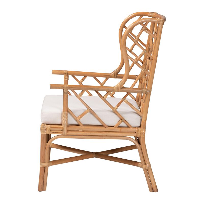 bali & pari Ray Natural Rattan Wingback Armchair with Removable Cushion image number 2