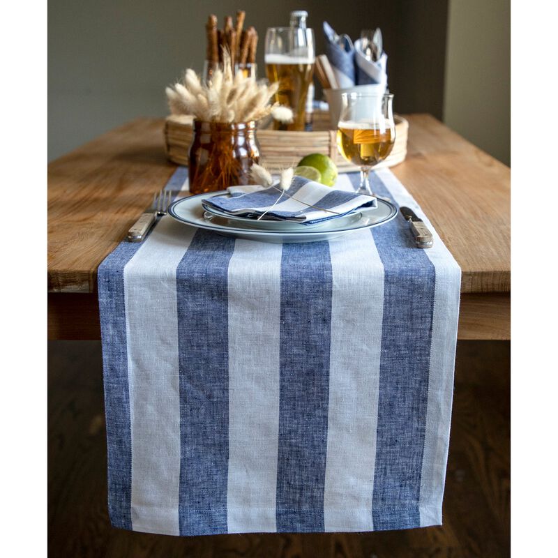 Solino Home 100% Pure Linen Table Runner - Cabana Stripe