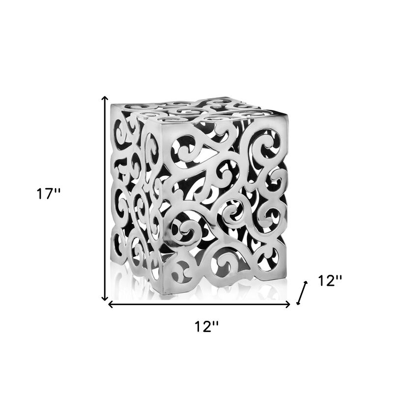 Hivvago 17 Inch  Silver Aluminum Square End Table