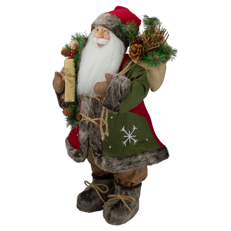 24" Country Rustic Santa Claus with Snowflake Jacket Christmas Figure image number 2