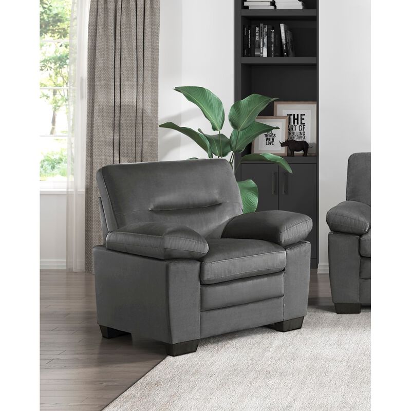 Modern Sleek Design Living Room Furniture 1pc Chair Dark Gray Fabric Upholstered Comfortable Plush Seating