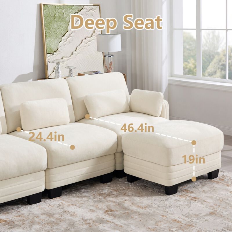 Dresok Chenille U-Shaped Modular Sectional Sofa image number 5