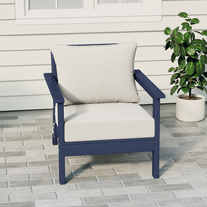 WestinTrends Outdoor Modern HDPE Patio Club Chair with Deep Seat Cushions