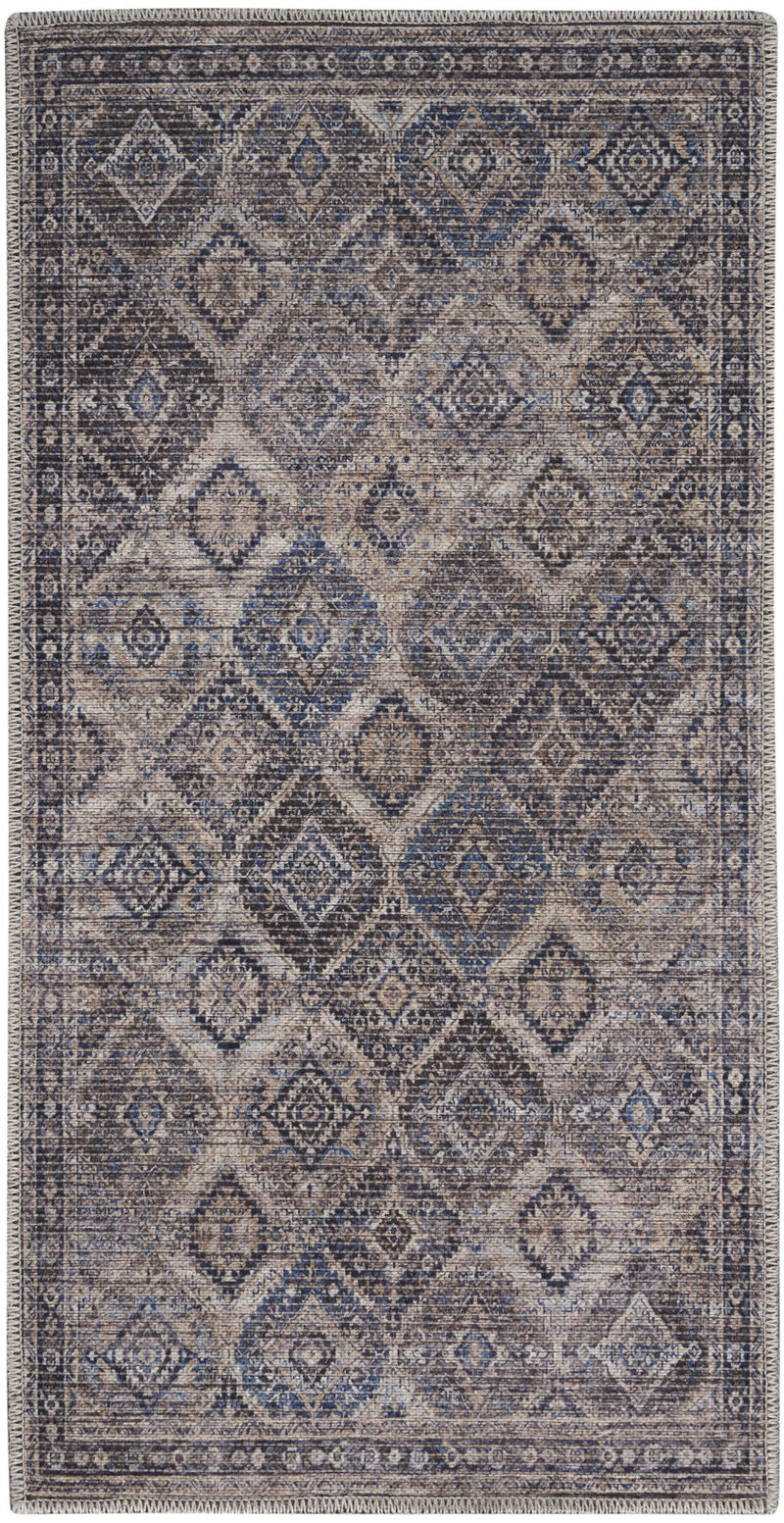 2 X 4 Ivory Latte Oriental Power Loom Distressed Washable Area Rug image number 0