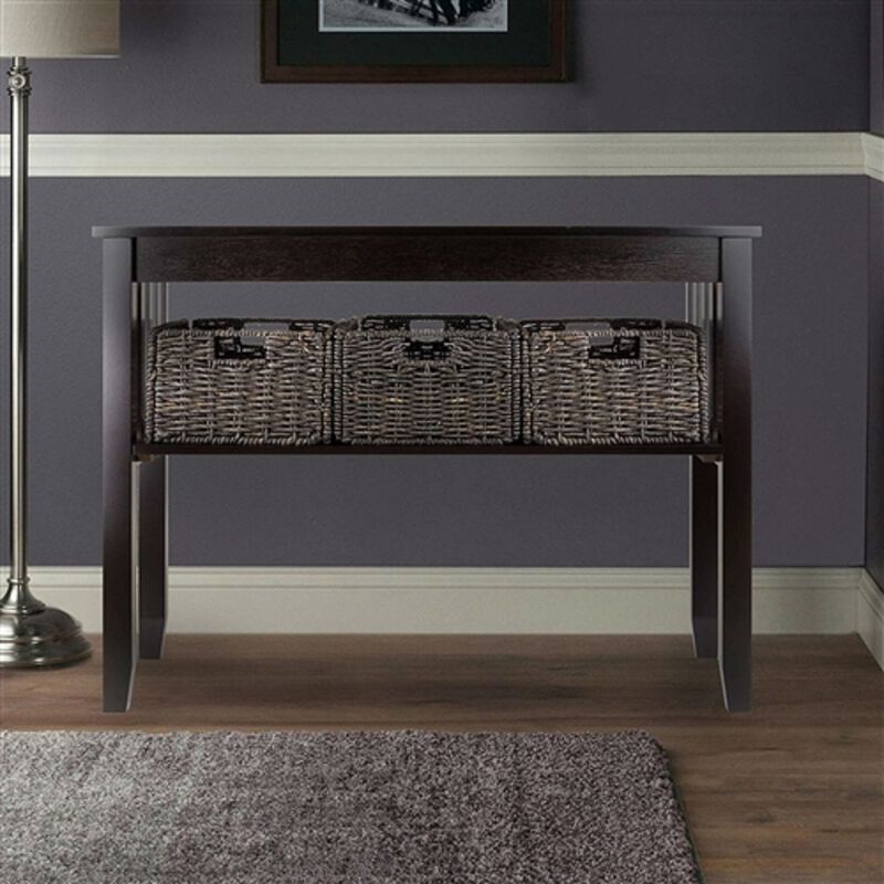 2-Tier Console Table for Entryway Hall with 3 Storage Baskets – Elegant Storage Solution