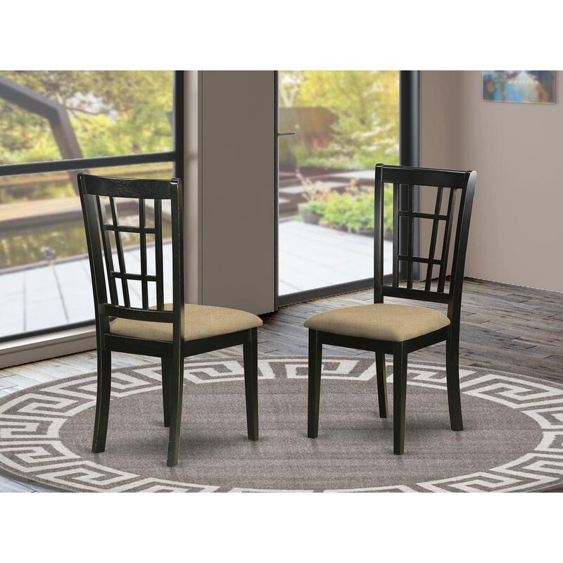 East West Furniture NIC-BLK-C Nicoli Kitchen Chair with Linen Fabric Seat