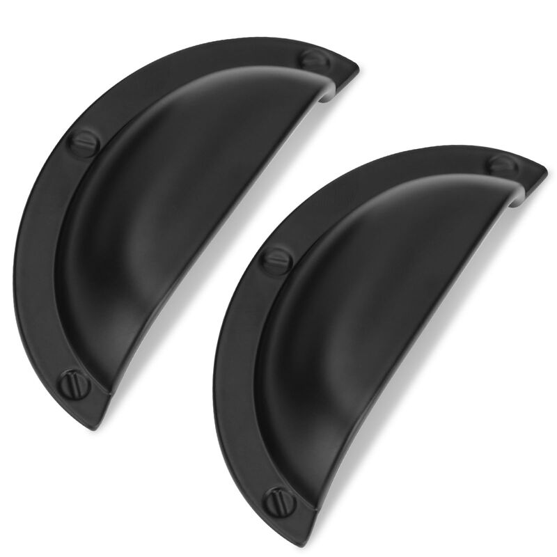 Vicycmc Matte Black zinc Alloy Cabinet Cup pulls,Black Solid 2-1/2 Inch (64mm) Hole Center Cup Cabinet Handles for Drawer,Cupboa