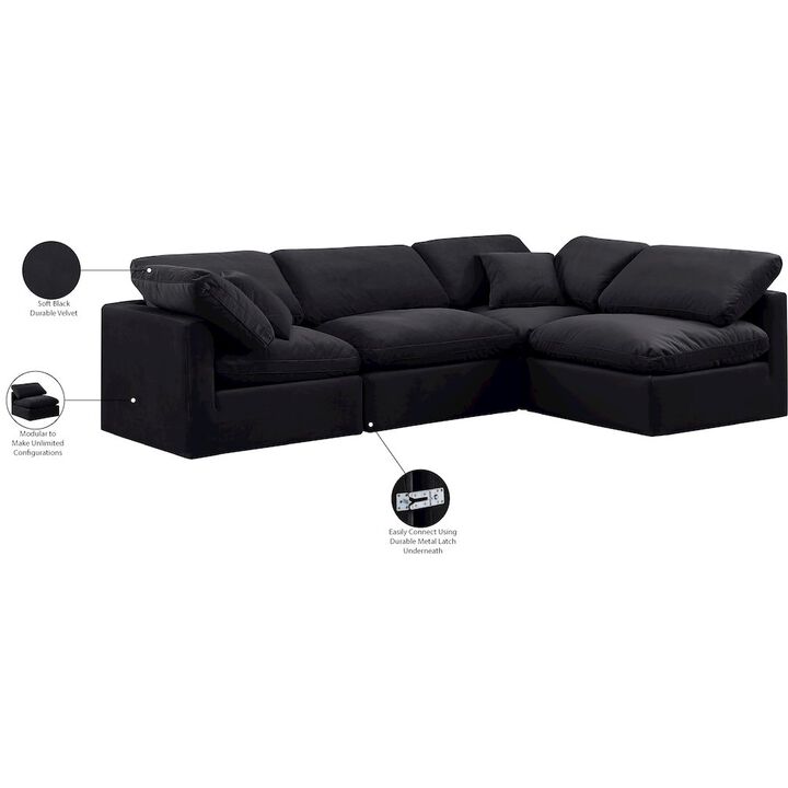Meridian Furniture Indulge Black Velvet Modular Sectional