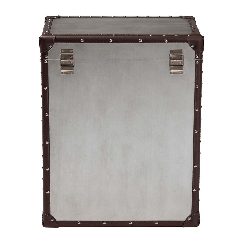 Baxton Studio Calidore Vintage Silver Metal 2 Drawer End Table