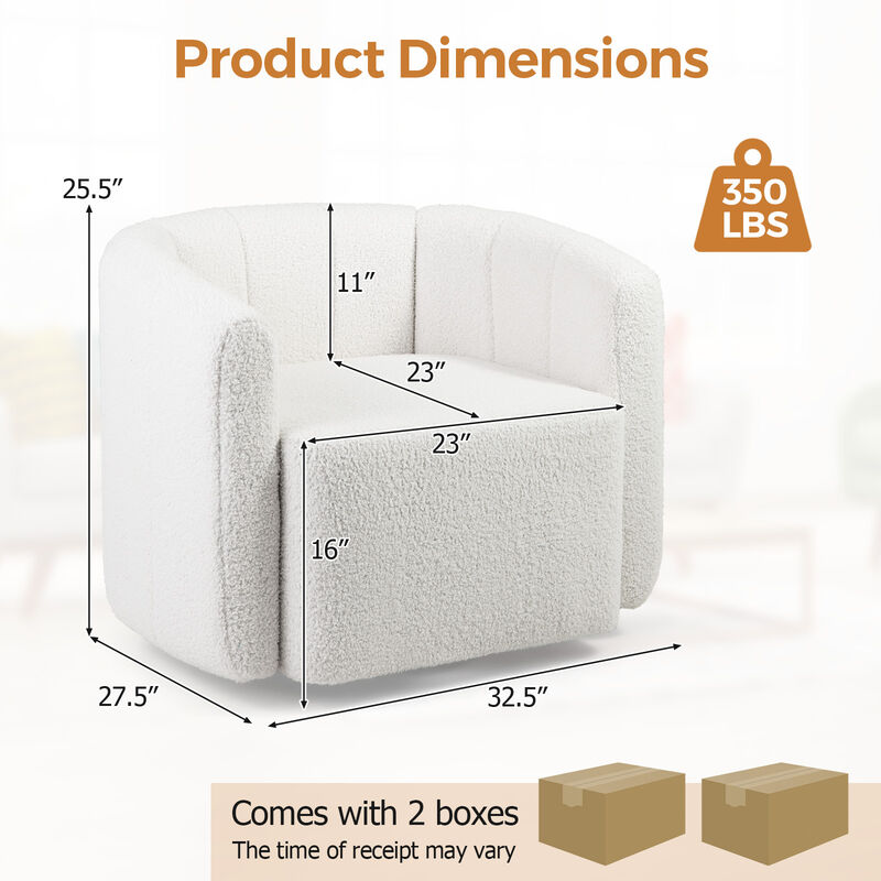 Modern Upholstered Sherpa Accent Chair with Curved Backrest and Armrests