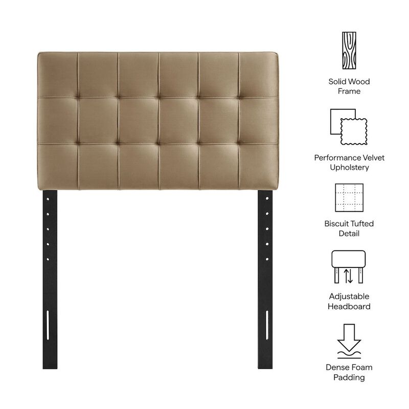 Lily Stain-Resistant Performance Velvet Twin Size Headboard image number 2