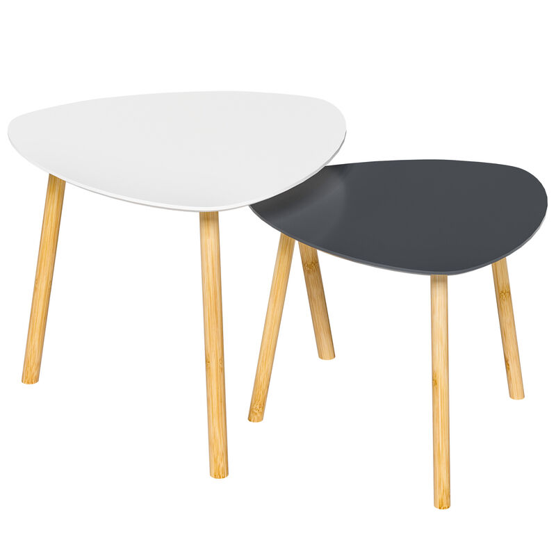 Set of 2 Nesting Tables, Space-Saving Accent Tables for Living Room or Bedroom