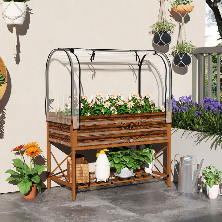 Hivvago Metal Elevated Planter Box for Outdoor Gardening