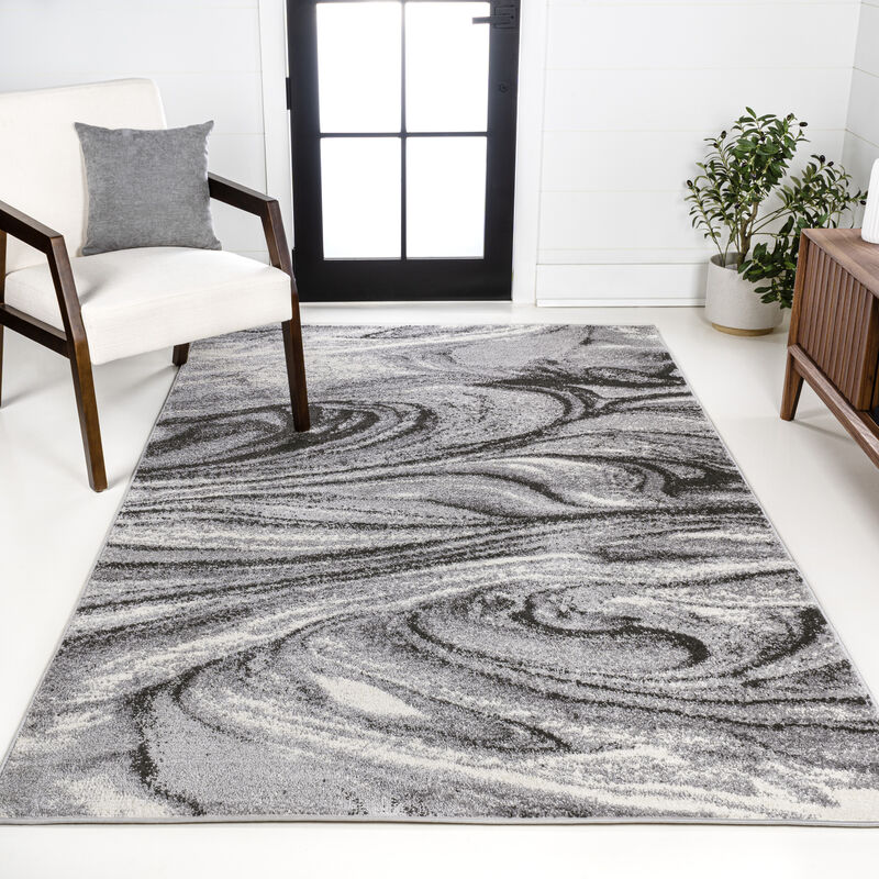 Viscon Abstract Marble Contemporary Area Rug