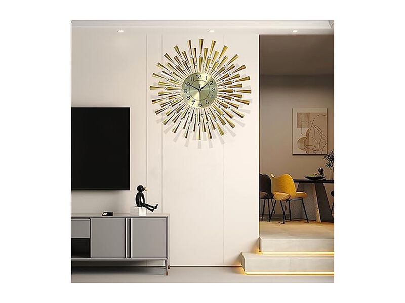 Gold Retro Crystal House Wall Clock 24 Inch Silent Non Ticking Modern image number 2