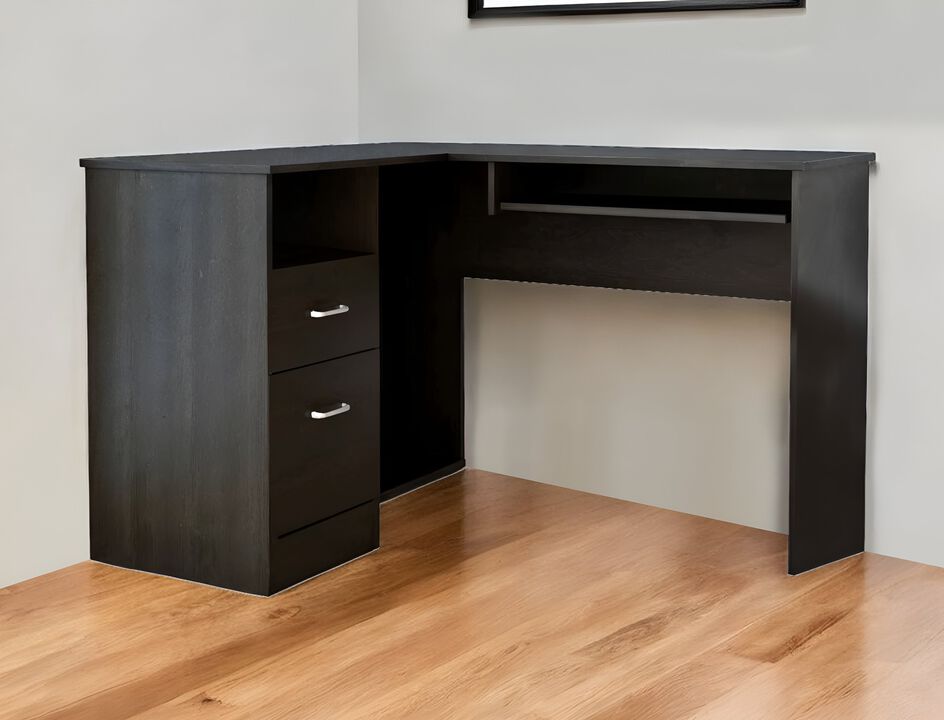 L-Shaped Computer Desk with Two Drawers for Home Office and Study