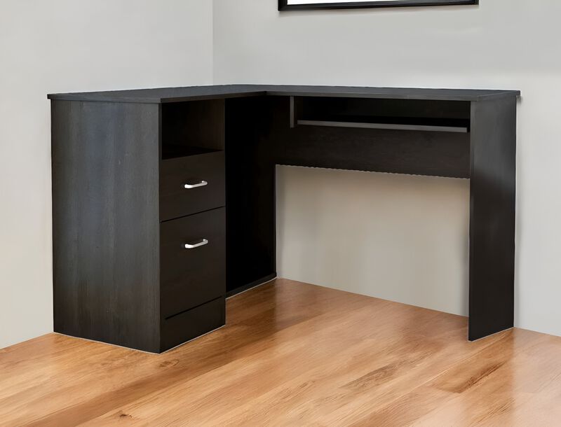 L-Shaped Computer Desk with Two Drawers for Home Office and Study