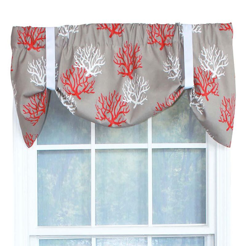 RLF Home Sea Coral Suspender Window Treatment Valance 3" Rod Pocket 50" x 16" Salmon Red image number 1
