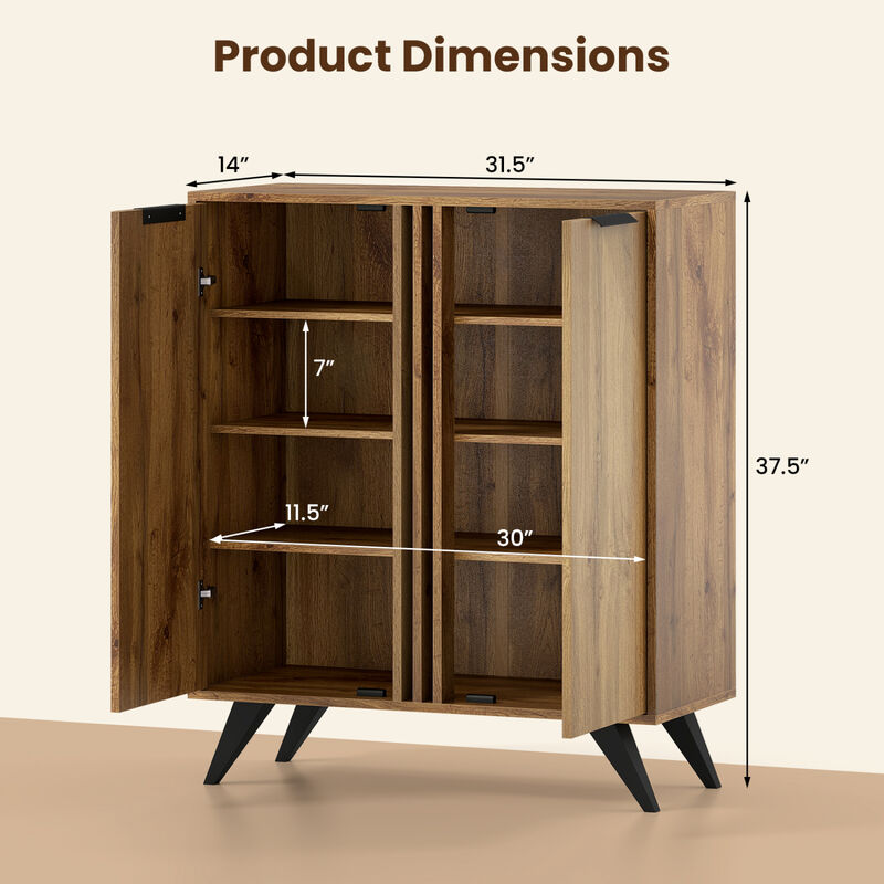 Modern 4-Tier Shoe Storage Cabinet with 2 Doors Organizer image number 2