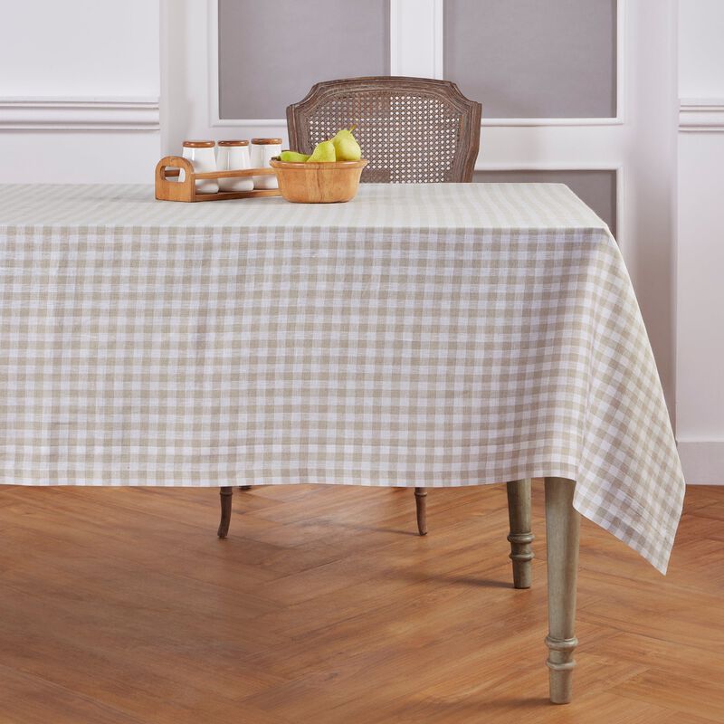 Solino Home Gingham Check 100% Linen Tablecloth &ndash; Handcrafted, Machine Washable, Perfect for Holiday and Everyday Dining