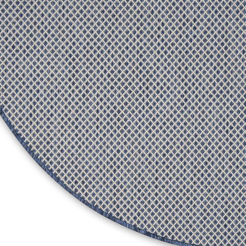 HomeRoots 6' Ivory And Blue Round Geometric Indoor Outdoor Area Rug image number 4
